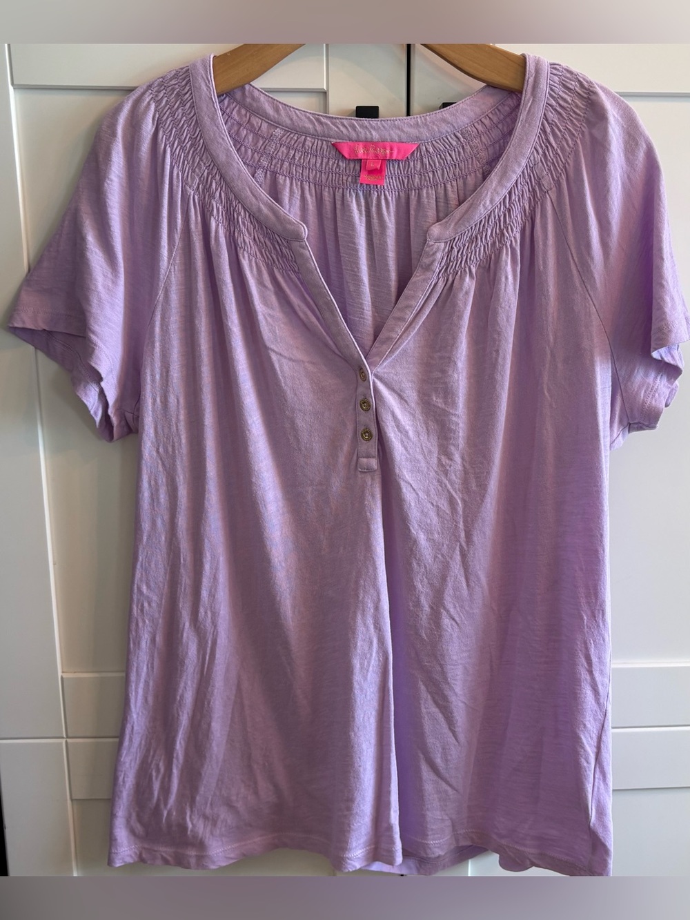 Lilly Pulitzer Lavender Short-Sleeve Henley Top